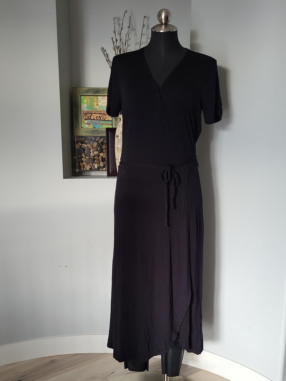Lolë Jersey Wrap Dress with Pockets - Black Size Medium
